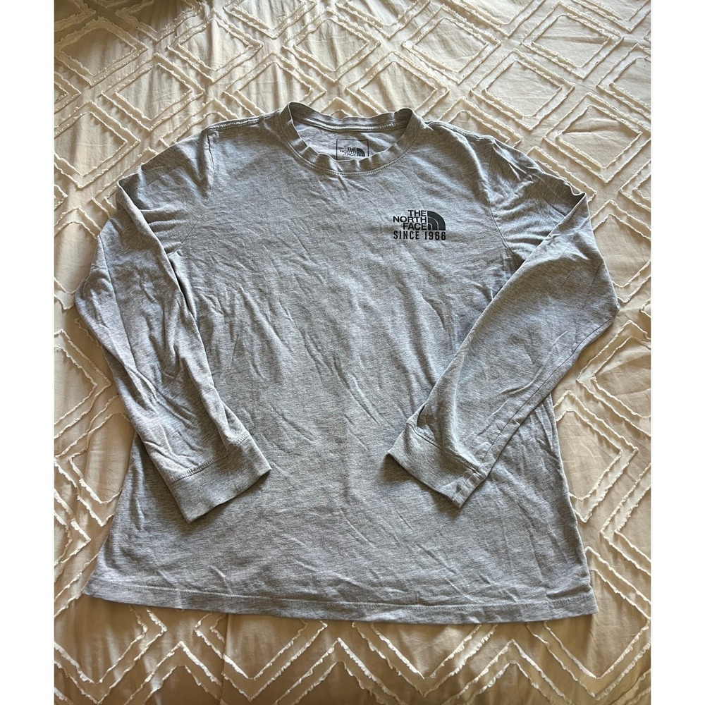 The North Face Mens Gray Long Sleeve Graphic T-Shirt Since 1966 Logo Size Large